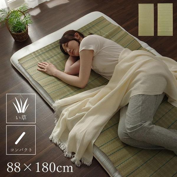 国産 い草 い草シーツ ネゴザ 寝ござ シンプル さらさら 【グリーン】 シングル 約88×180 ...