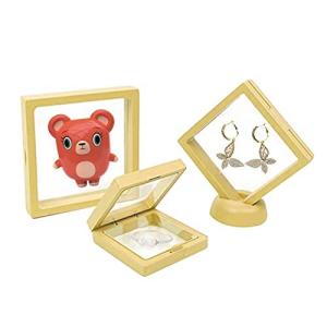 ALLMIRA コインのディスプレイボックス ルースケース 3個セット 3Dフローティングフレーム ラバーストラップ キーホルダー 専用 収納 ネック