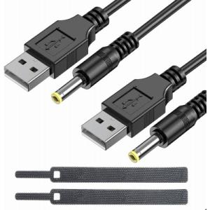 USB DC 変換ケーブル 2本 3.5x1.35mm DCプラグ 5V 電源コード 1m 充電ケー...