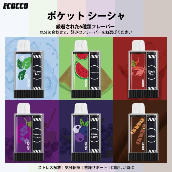 ECOCCO 電子タバコ 使い捨て 6000回吸引可能 VAPE 禁煙サポート ベイプ (紅茶)