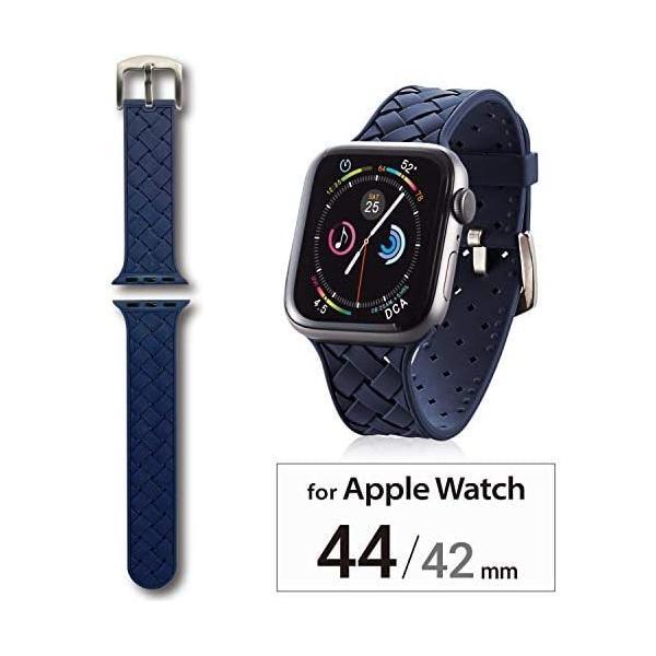 エレコム Apple Watch バンド 44mm/42mm シリコン イントレチャート ブルー (...