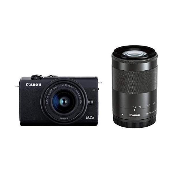 Canon ミラーレス一眼カメラ EOS M200 ダブルズームキット ブラック EOSM200BK...