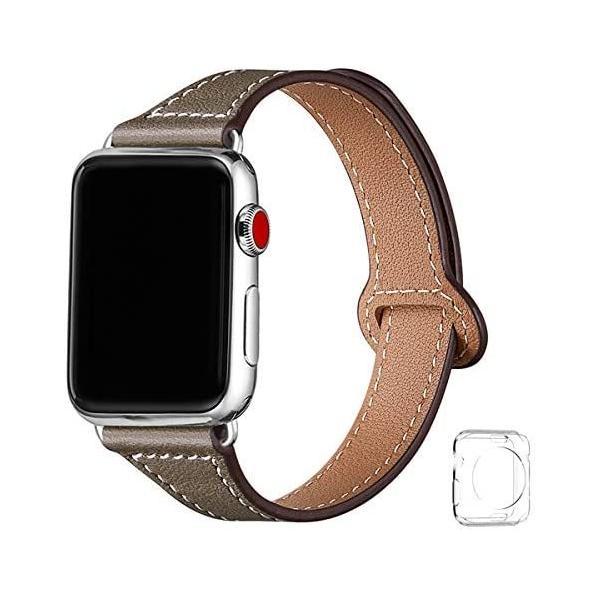 LOVLEOPコンパチブル apple watch バンド 42mm (キャメルブラウン+シ 42m...