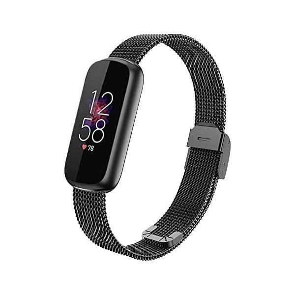 CHULN For Fitbit Luxeメタル バンド、コンパチブル Fitbit (黒)