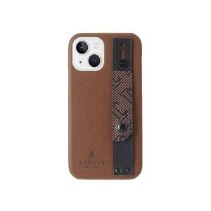LANVIN COLLECTION STAND & RING SHELL CASE SIGNATURE (Brown iPhone13)｜freejia