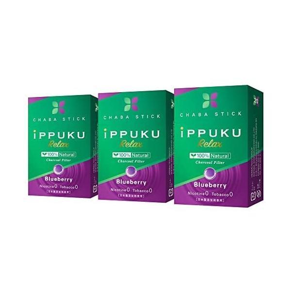 iPPUKU RELAX ノーニコチン茶葉スティック ブルーベリー 3箱セット(1箱20本入り) 禁...