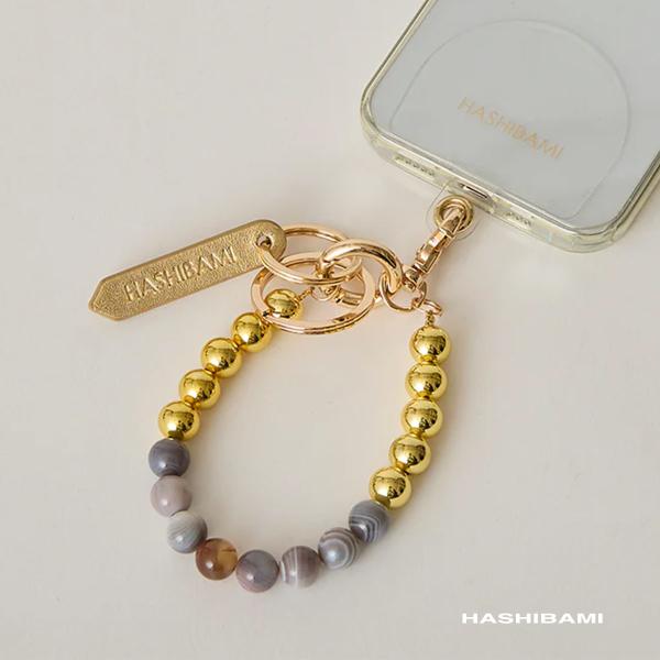 ハシバミ スマホストラップ レディース 天然石 ゴールドビーズ スマホハンドストラップ ストーン ブ...