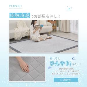 ラグ 夏 ひんやり 冷感 接触冷感 ラグ 18...の詳細画像3