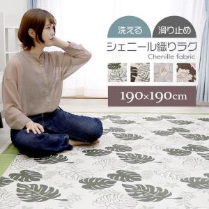 洗える ラグ 滑り止め付き カーペットラグ ラグマット 厚手 190×190 2畳 2帖 洗えるラグ 秋 冬 リビング おしゃれ シンプル シェニール フリーリー
