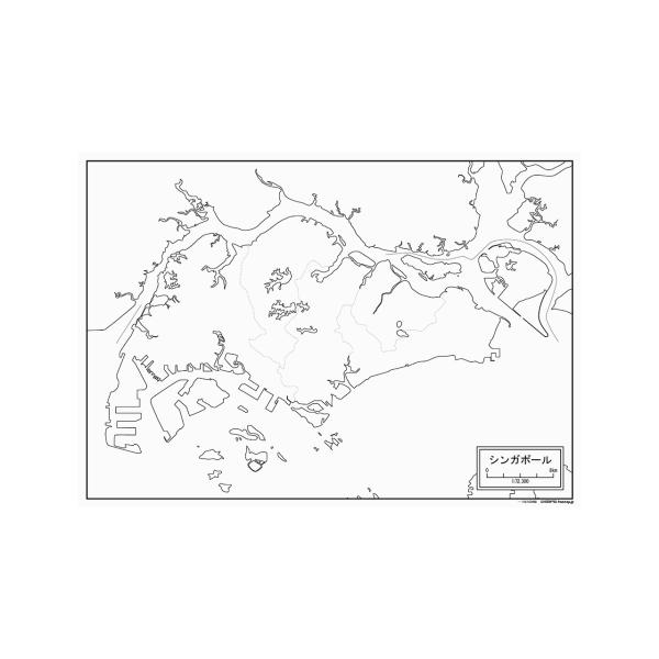 シンガポールの地図ポスター 書ける白地図 2枚入り