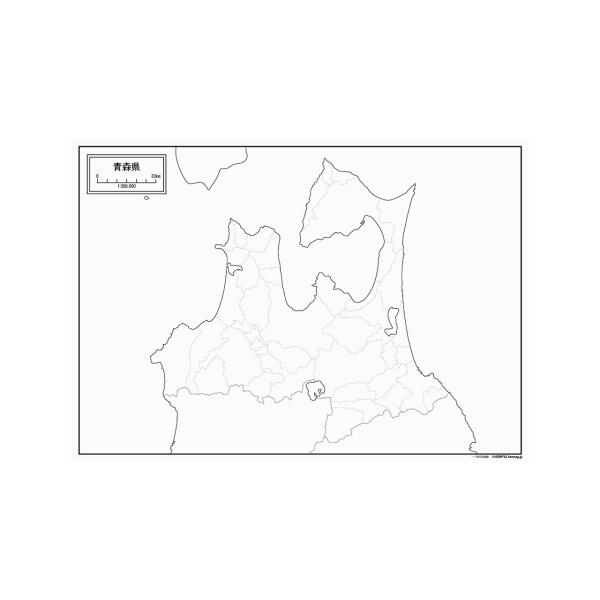 青森県の紙の白地図