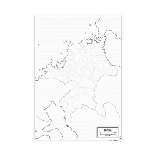 福岡県の地図ポスター 書ける白地図 2枚入り