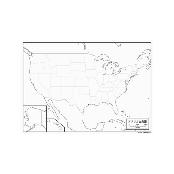 アメリカ合衆国の白地図ポスター2枚入り