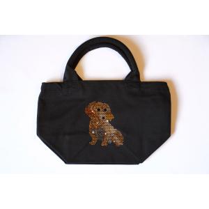 fba011 ダックスフンド　トートバッグ黒　犬　ワンちゃん