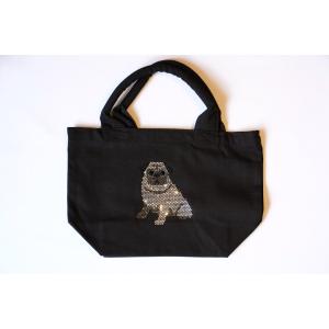 fba016 バグ　トートバッグ黒　犬　ワンちゃん