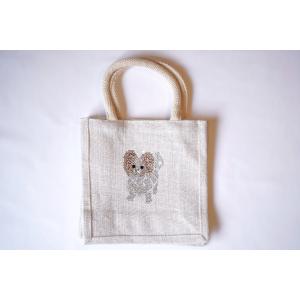 SALE!! fba115 パピヨン　麻トート　犬　ワンちゃん
