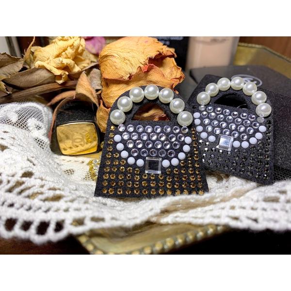 FREES ブローチBAG　FBR-002　45ｘ45ｍｍ　高級ラインストーン上品なパール使用　日本...