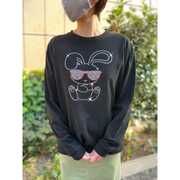 flt-004　ファンキーラビット　ユニセックス　黒　キラキラオリジナル　高級プレミアムストーン　お...