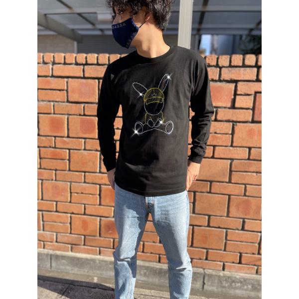 flt-005　クールラビット　ユニセックス　黒　キラキラオリジナル　高級プレミアムストーン　おしゃ...