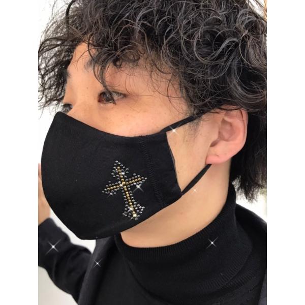 FREESマスク058　Ｌサイズ  new 十字架　ラインストーンカラーヘマタイト＆オーラムゴールド...