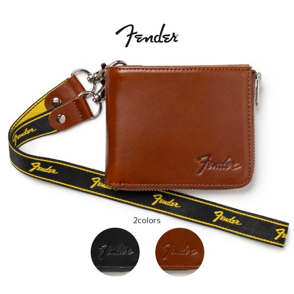 Fender フェンダー 二つ折り 財布 L字ファスナー ウォレットコード ギターピック メンズ レ...