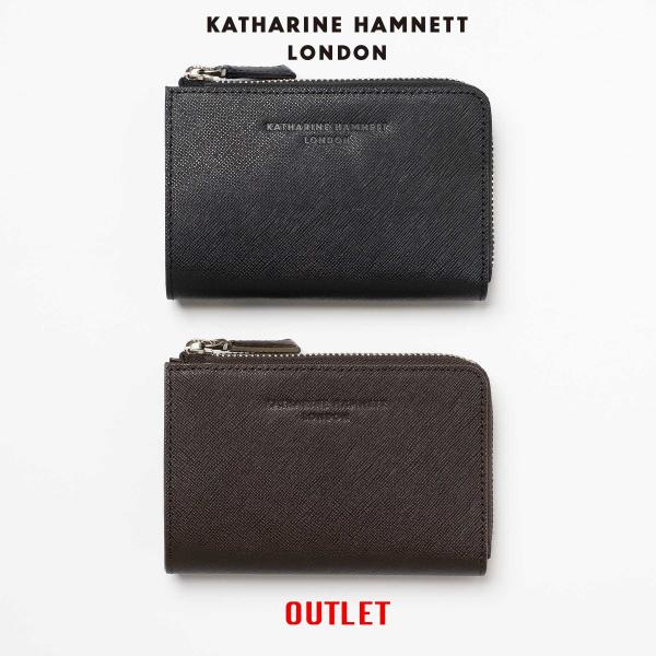 アウトレット KATHARINE HAMNETT キャサリンハムネット 二つ折り 財布 L字ファスナ...