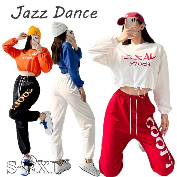 kpop 衣装 ダンス衣装 大人ジャズダンス 赤 jazz 衣装 へそ出し 長袖 レディース hip...