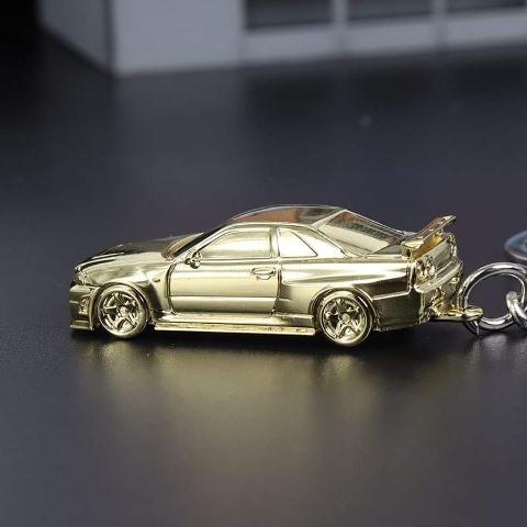 予約  SEEKER 1/87 日産 Nissan GTR34 キーホルダー Chrome Gold
