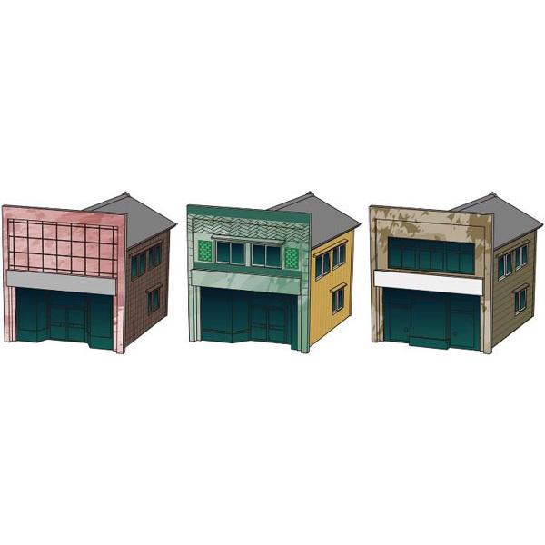 グリーンマックス 2599 着色済み 商店セットC(60年代の商店・3棟入り)