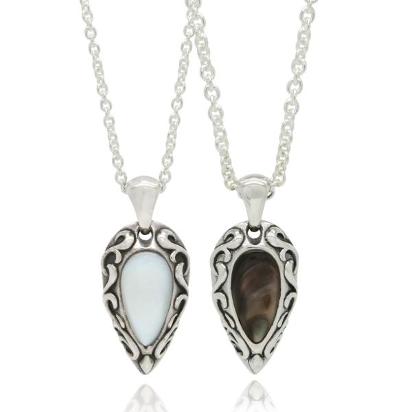 FREE STYLE アラベスク＆シェル ティアドロップ ペアシルバーネックレス   ペアアクセサリ...