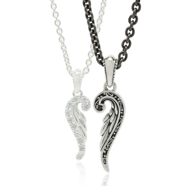 FREE STYLE ウィング 羽 フェザー ハート ペアネックレス シルバー ペアアクセサリー ペ...