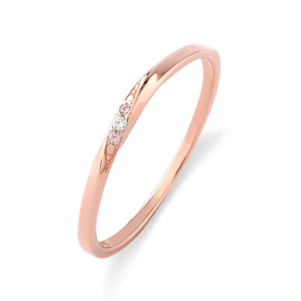 FREE STYLE ダイヤモンド パヴェ ピンクゴールド ナローツイストリング シルバー  リング...