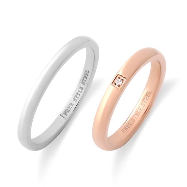 FREE STYLE ペアリング シンプル 甲丸 金属アレルギー対応 ステンレス ペアアクセサリー ...
