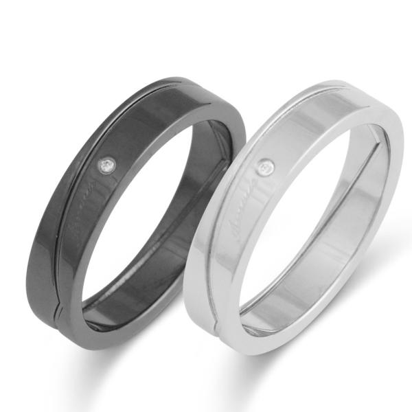 FREE STYLE ペアリング  ブラック＆シルバー 金属アレルギー対応 ステンレス ペアアクセサ...