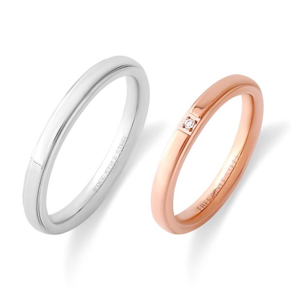 FREE STYLE ペアリング 平打ち 金属アレルギー対応 ステンレス ペアアクセサリー ペア 記...