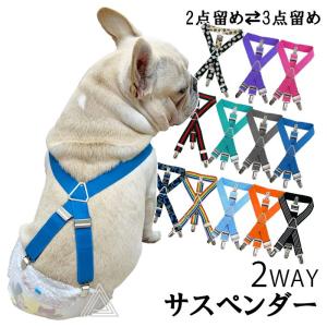 【売り尽くしSALE 在庫限り】犬 おむつ サスペンダー 犬用サスペンダー  ペットウェア ずれにくい 2点留め 3点留め 無地 かわいい おしゃれ KM534G