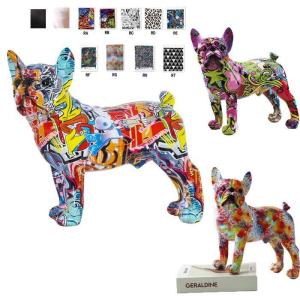 花柄 フレンチブルドッグ オブジェ 置物 インテリア 犬 ハンドメイド風 フレンチブルドッグ 雑貨 グッズ 動物 北欧 樹脂 フレブル 彫刻置物