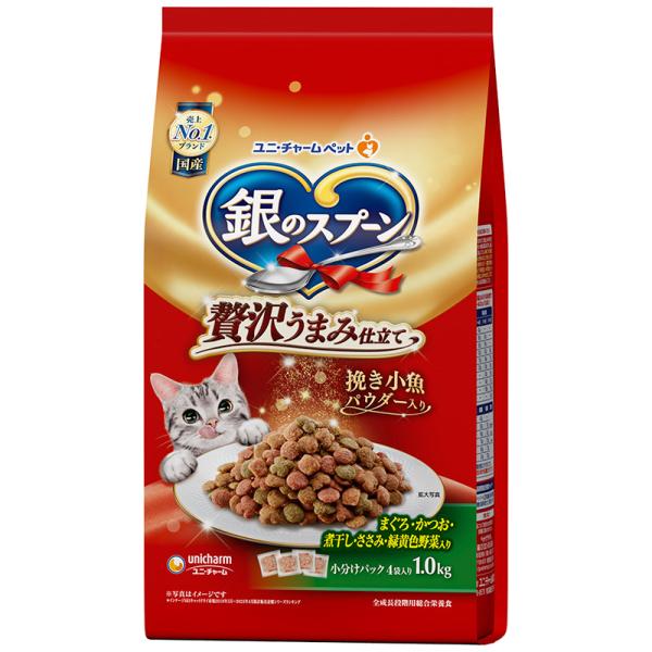 [ユニ・チャーム] 銀のスプーン 贅沢うまみ仕立て まぐろ・かつお・煮干し・ささみ・緑黄色野菜入り ...