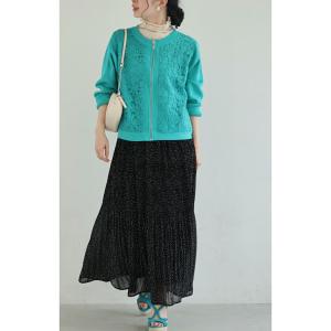 SからL対応 オーガンジーに咲く花刺繍のリブニ...の詳細画像1