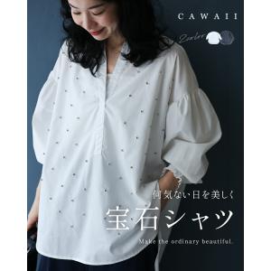 Sから2L対応 何気ない日を美しく 宝石シャツ
