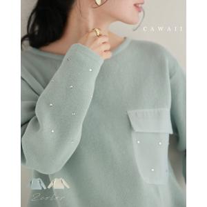 SからL対応 袖に輝くビジューとシアーポケットの...の商品画像
