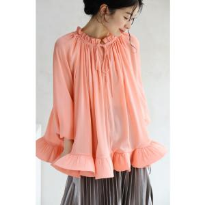 Sから2L対応 花びらフリル裾シャーリングブラ...の詳細画像3