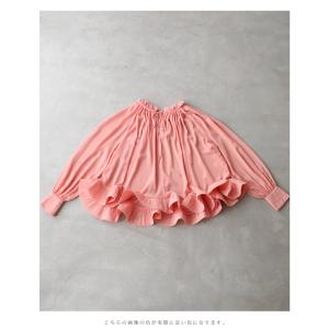 Sから2L対応 花びらフリル裾シャーリングブラ...の詳細画像5