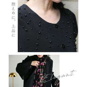 Sから2L対応 パール艶めくフレア袖プリーツカ...の詳細画像3
