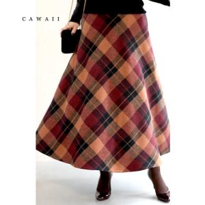 cawaii 大人可愛いチェックのフレアシルエットミディアムスカート