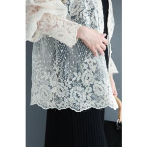 Sから2L対応 優美なレース刺繍のシアーベール...の詳細画像2