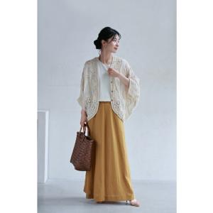 Sから3L対応 クロシェ編みの花浮かぶドルマン...の詳細画像1