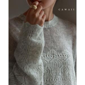 Sから3L対応 ふんわりモヘア風の切り替え柄ニッ...の商品画像