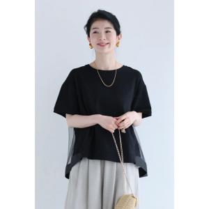 Sから2L対応 後ろ下がりベールのTシャツトップスの詳細画像2