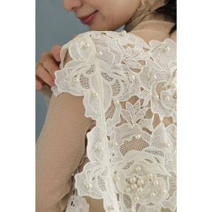 Sから2L対応 着飾るパールの花レースカットソ...の詳細画像1
